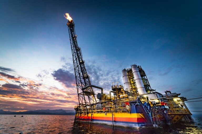 A barge on Lake Kivu in Rwanda extracts methane gas to power the Kivu Watt Gas Power Plant.